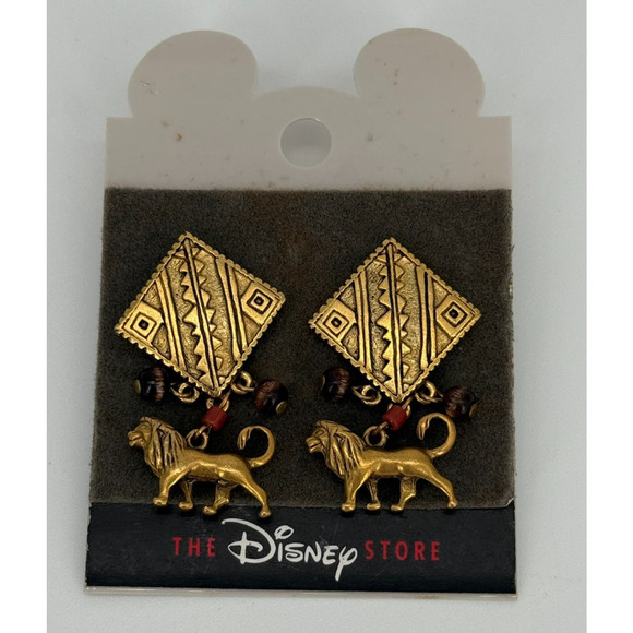 Vintage Disney Store Lion King Earrings Simba Dangle Tribal Design – New on Card - Picture 2 of 4